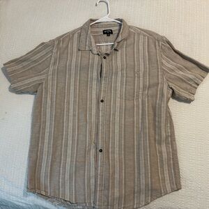 Billabong Brown Striped Button Up Size XL